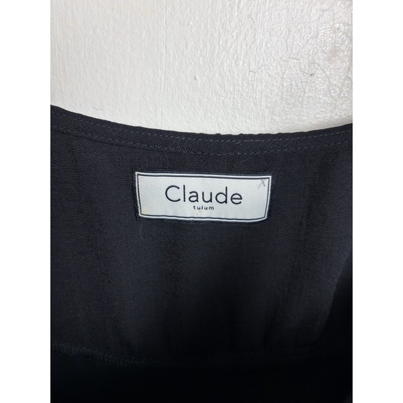 Claude Tulum Black Flowy Tie Strap Bias Cut Maxi Dress Size Small - Picture 5 of 5